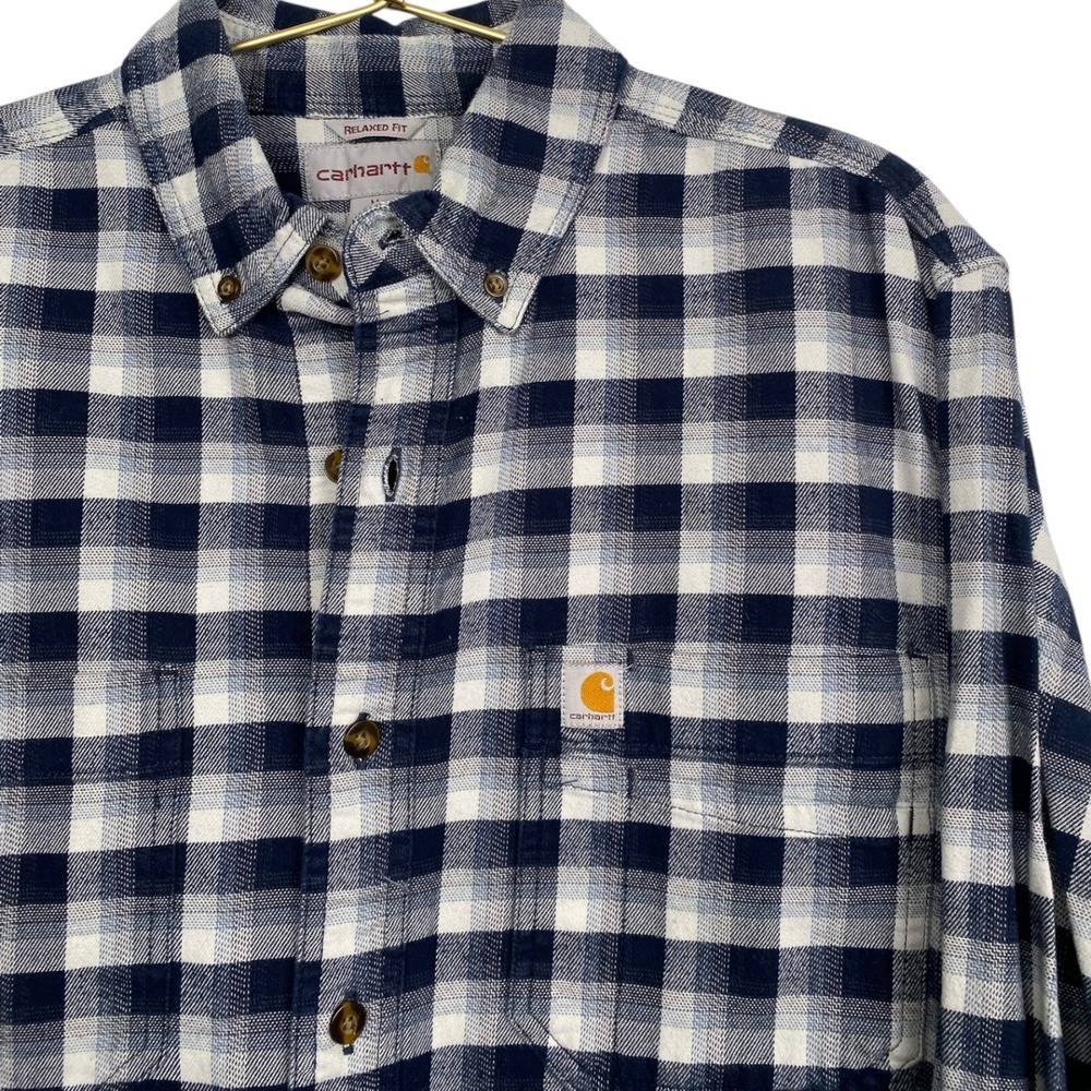 Carhartt Flannel Shirt Relaxed Fit Button Up Plaid Workwear Casual Mens M WP456 - Picture 2 of 7